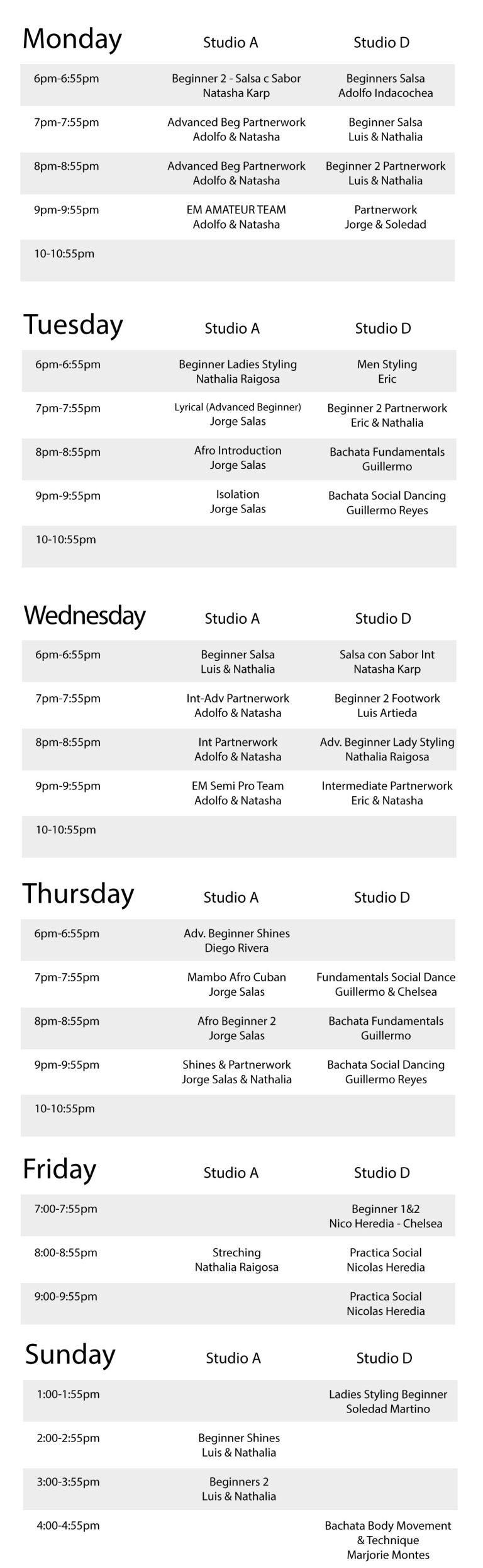 schedule-app-mambo-virtual-academy-classes